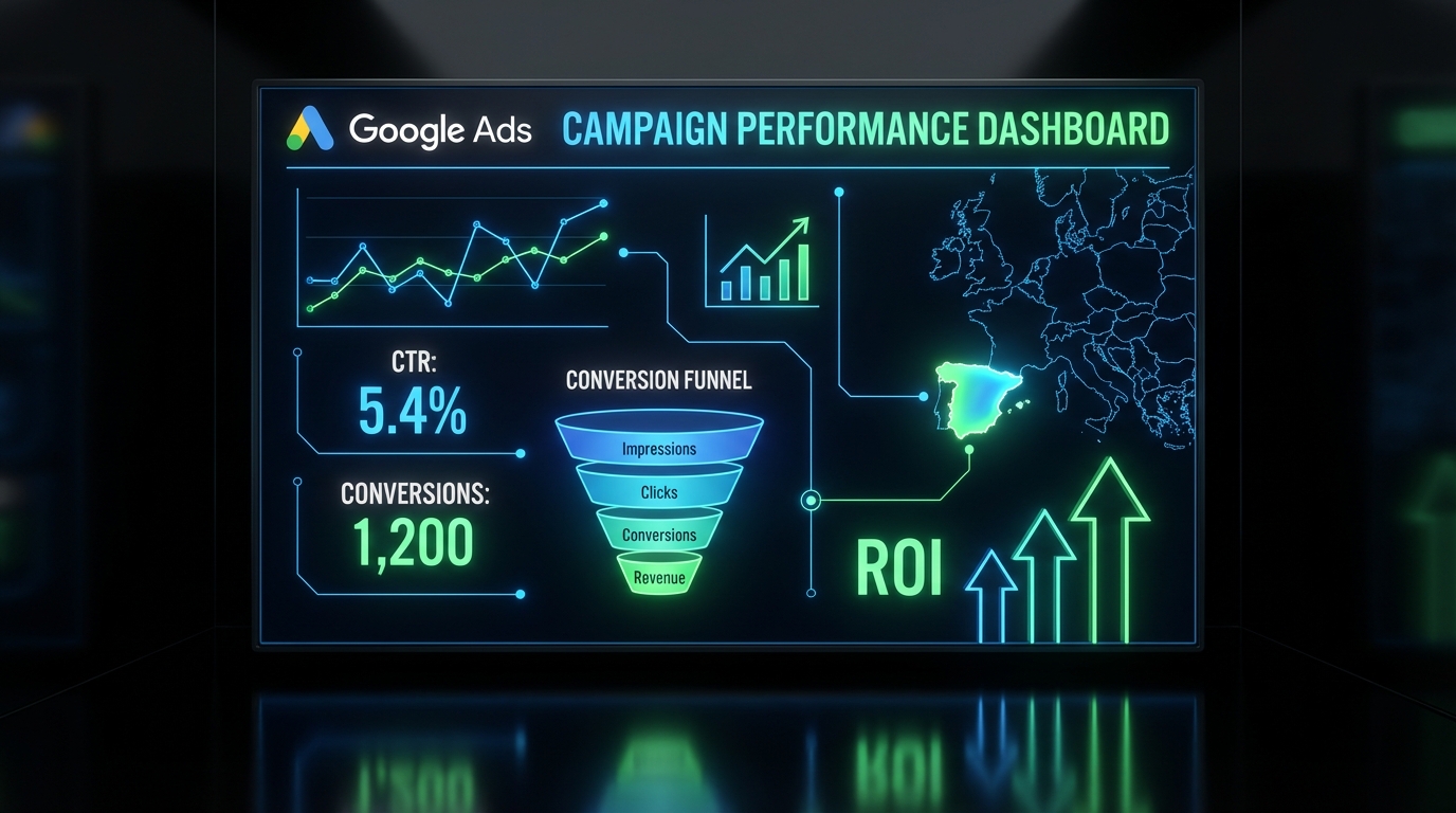 Dashboard de métricas de Google Ads para negocios locales en Alcoy